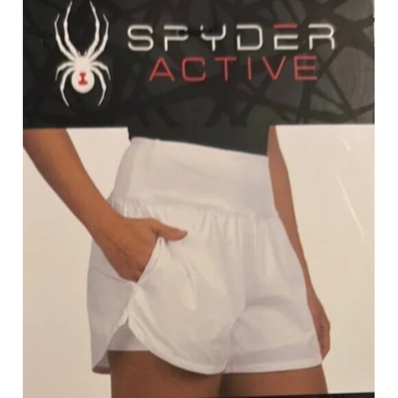 Spyder Active Women's Woven Athletic Lined Shorts (White, X-Large) - Picture 2 of 2